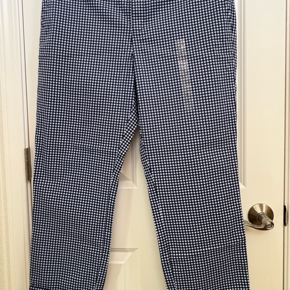 Tommy Hilfiger Navy and White Checkered Cropped Pants 3005
